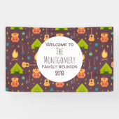 Cool Camping Patroon Buiten Familie Reünie Spandoek (Horizontaal)