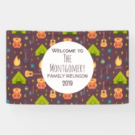 Cool Camping Patroon Buiten Familie Reünie Spandoek