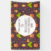 Cool Camping Patroon Buiten Familie Reünie Spandoek (Verticaal)