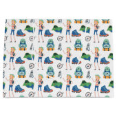 Cool campingparty betegeld patroon groot cadeauzakje (Voorkant)