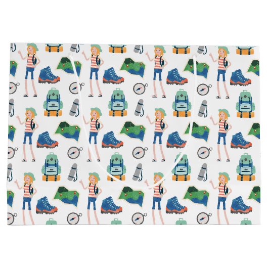 Cool campingparty betegeld patroon groot cadeauzakje (Achterkant)