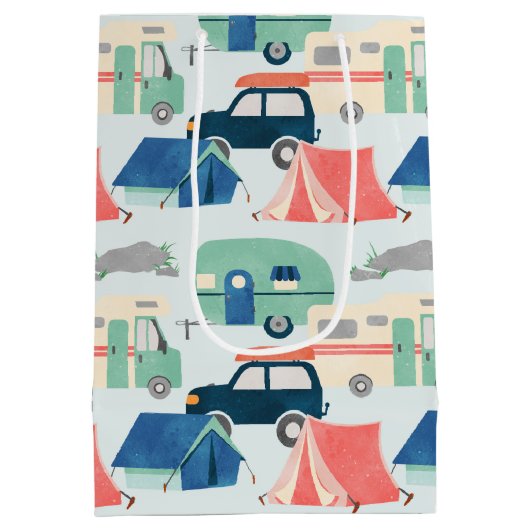 Cool campingparty betegeld patroon medium cadeauzakje (Achterkant)