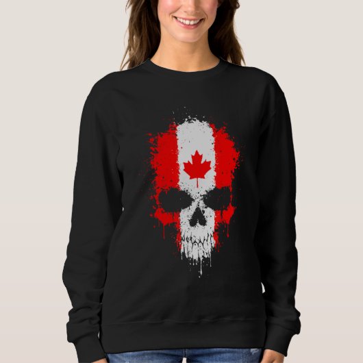 Cool Canada Flag Canadian Skull Womens Mens Trui (Voorkant)