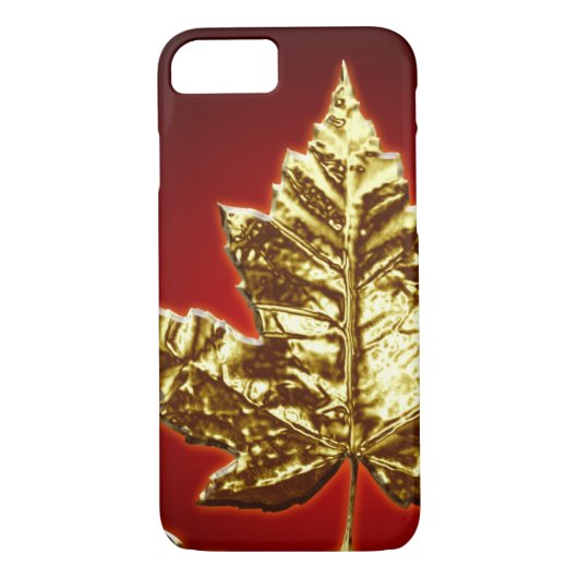 Cool Canada iPhone 7 Hoesje Gold Canada Leaf Gifts (Achterkant)