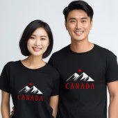 Cool Canada Mountains Canadese esdoornblad donker T-shirt