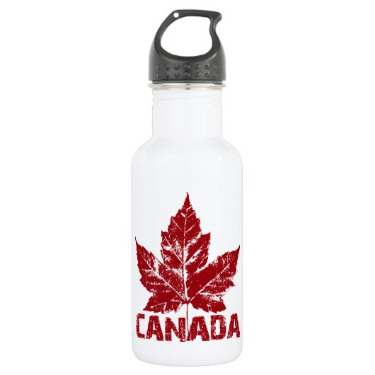 Cool Canada Retro Maple Leaf Souvenir Waterfles (Voorkant)