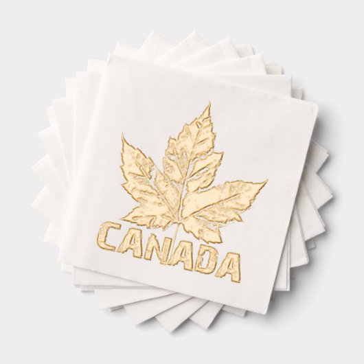 Cool Canada Tableware Retro Maple Leaf Souvenir  Folie Servetten (Insitu (Gestapeld))