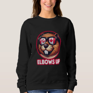Cool Canadian Beaver Elbows Up Funny Canada Design Trui