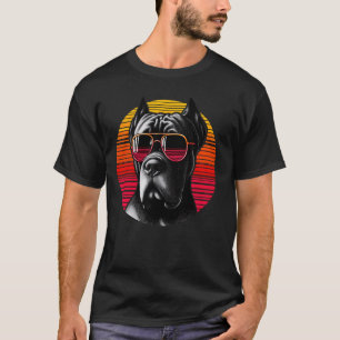 Cool Cane Corso Dog  Retro Sunset Zonnebril T-shirt