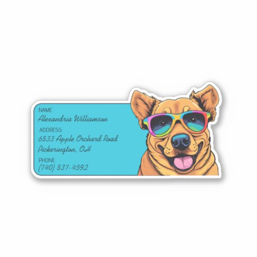 Cool Canine Bagage ID Sticker (Voorkant)