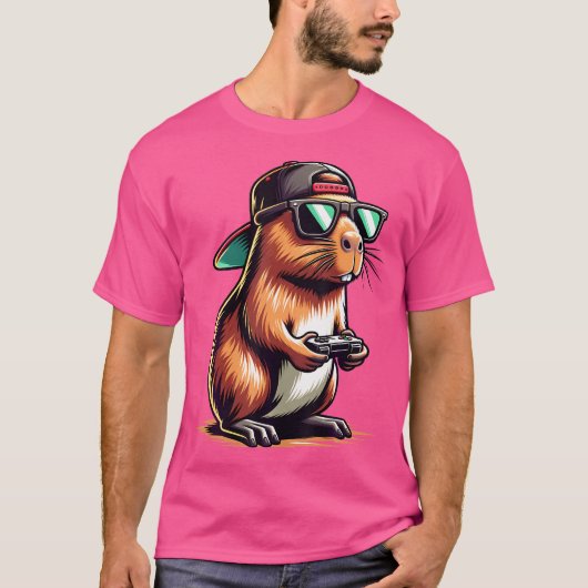 Cool Capybara Het spelen van videogames Funny Game T-shirt (Voorkant)