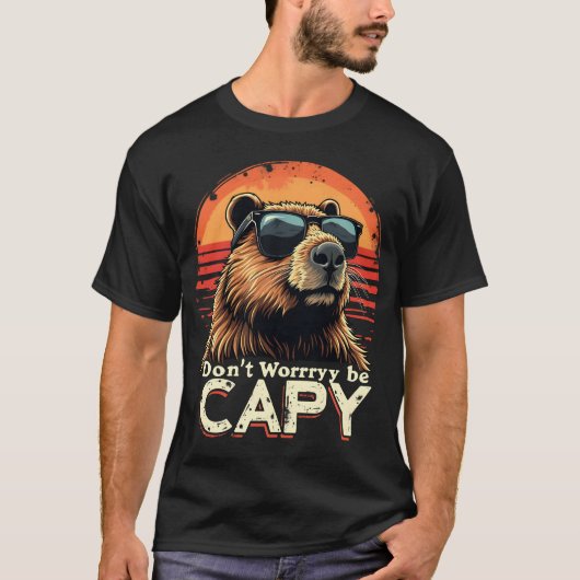 Cool Capybara Maak je geen zorgen om grappige zonn T-shirt (Voorkant)