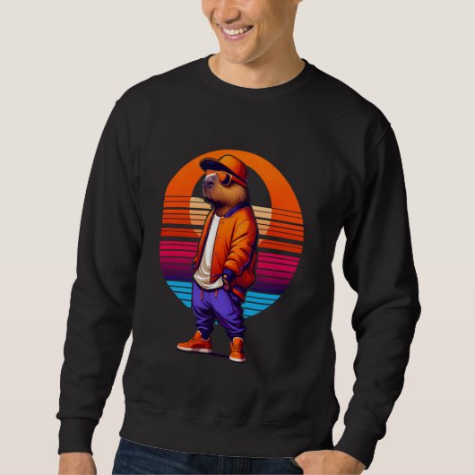 Cool Capybara Moderne stedelijke stijl zonsonderga Trui (Voorkant)