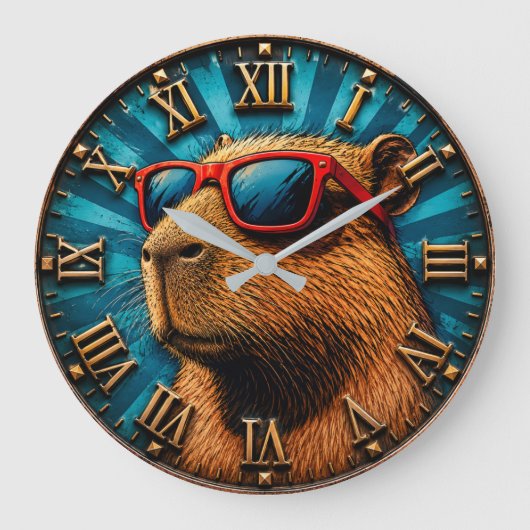 Cool Capybara with Sunglasses Grote Klok (Voorkant)