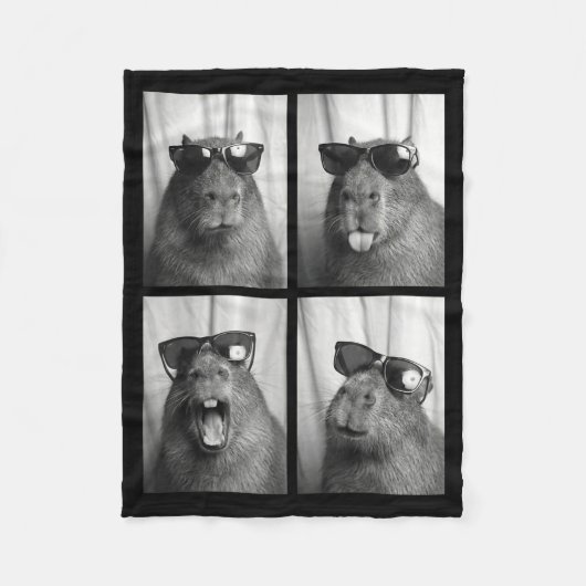 Cool Capybara With Sungles Photobooth Funny Rodent Fleece Deken (Voorkant)