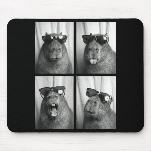 Cool Capybara With Sungles Photobooth Funny Rodent Muismat (Voorkant)