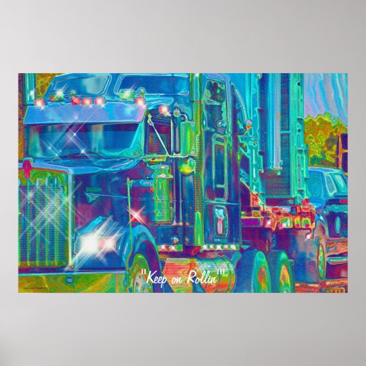 Cool Car Freighter Truck-Driver Art Poster (Voorkant)