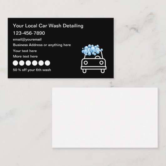 Cool Car Wash Loyalty Rewards Auto Detailing Visitekaartje (Voorkant / Achterkant)
