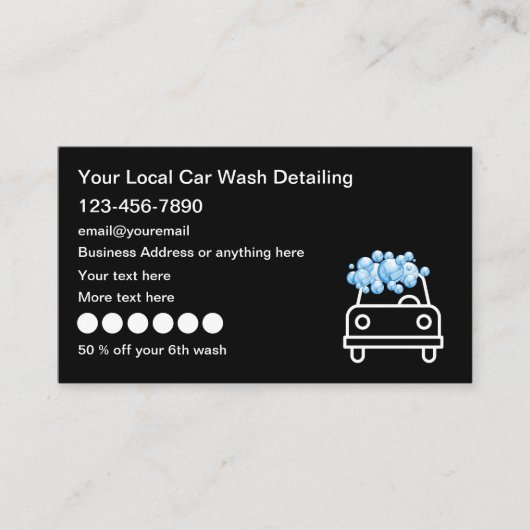 Cool Car Wash Loyalty Rewards Auto Detailing Visitekaartje (Voorkant)