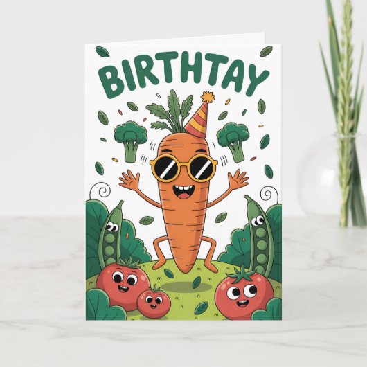 Cool Carrot’s Birthday Bash – Funny Garden Party Kaart (Voorkant)