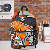 Cool Cartoon Basketbal Items Patroon Monogram Bedrukte Rugzak