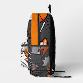 Cool Cartoon Basketbal Items Patroon Monogram Bedrukte Rugzak (Rechts)