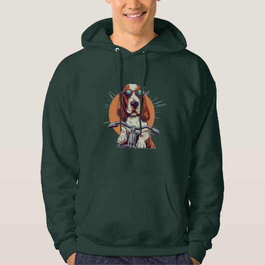 Cool cartoon basset hound biker T-shirt (Voorkant)