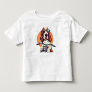 Cool cartoon basset hound biker T-shirt