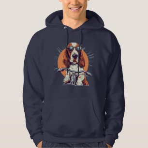 Cool cartoon basset hound biker T-shirt