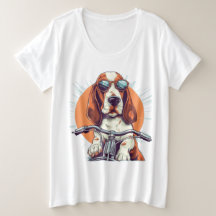 Cool cartoon basset hound biker T-shirt