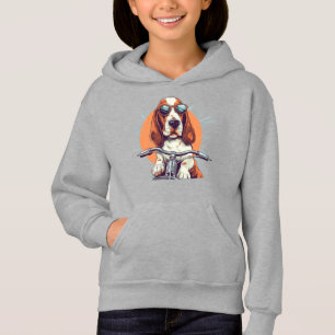 Cool cartoon basset hound biker T-shirt