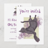 Cool Cartoon Cat Birthday Invites Kaart (Voorkant / Achterkant)