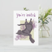Cool Cartoon Cat Birthday Invites Kaart (Staand voorkant)