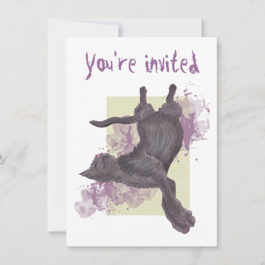 Cool Cartoon Cat Birthday Invites Kaart (Voorkant)