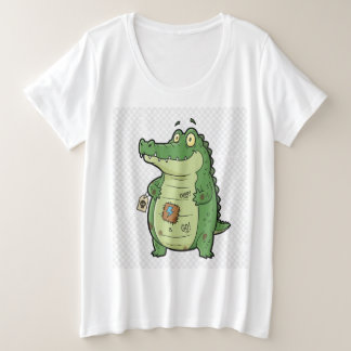Cool Cartoon Crocodile – Mischievous Animal Design Grote Maat T-shirt