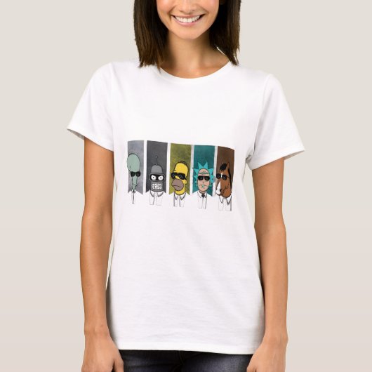 Cool Cartoon Crossover Characters T-shirt (Voorkant)