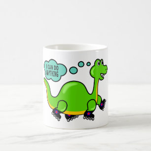 Cool Cartoon Dinosaur Skating to Success Koffiemok