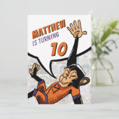 Cool Cartoon Happy Monkey Pattern Verjaardagsfeest Kaart (Staand voorkant)