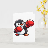 Cool Cartoon Penguin Boxer Design Kaart (Gele Bloem)