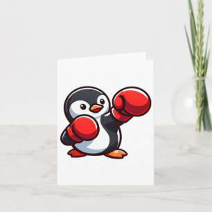 Cool Cartoon Penguin Boxer Design Kaart