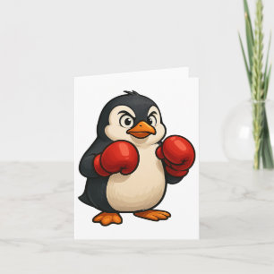 Cool Cartoon Penguin Boxer Sportontwerp Kaart