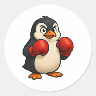 Cool Cartoon Penguin Boxer Sportontwerp Ronde Sticker