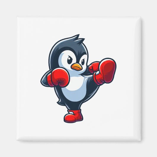 Cool Cartoon Penguin Boxing Fighter Magneet (Voorkant)