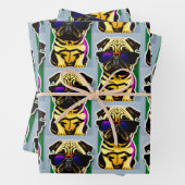 Cool Cartoon Pug Wrapping Paper (In situ)