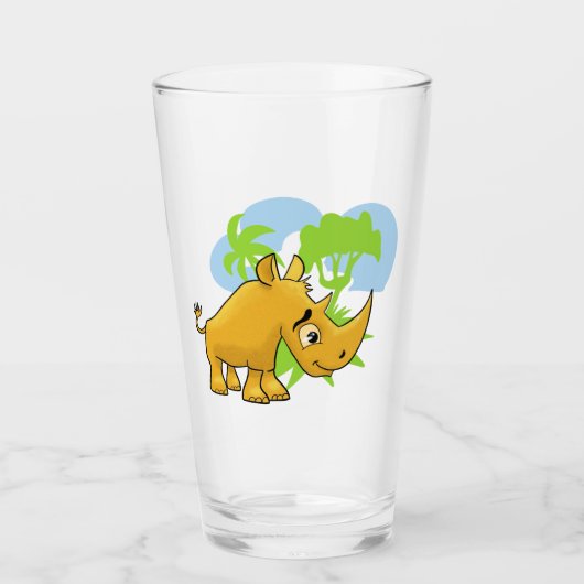 Cool Cartoon Rhino Glas (Voorkant)