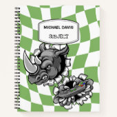 Cool Cartoon Rhino Holding Video Games Controller Notitieboek (Voorkant)