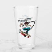 Cool Cartoon Skateboarder Fun Quote Glas (Achterkant)