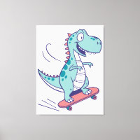 Cool Cartoon T-Rex op Skateboard