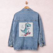Cool Cartoon T-Rex op Skateboard Denim Jacket (Hangar)