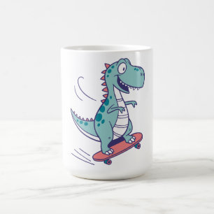 Cool Cartoon T-Rex op Skateboard Koffiemok